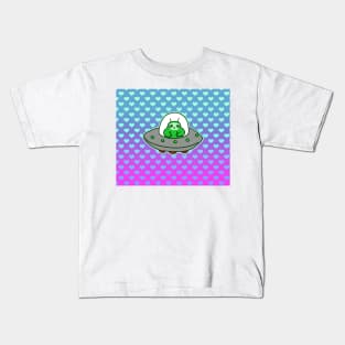 Alien UFO Sloth - Ombre Hearts Kids T-Shirt